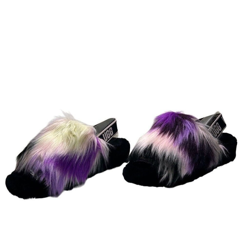 UGG Women’s Fluff Yeah Slide Sheepskin Slipper Magnolia Tie-Dye, SZ 9 US, Purple - Picture 7 of 14